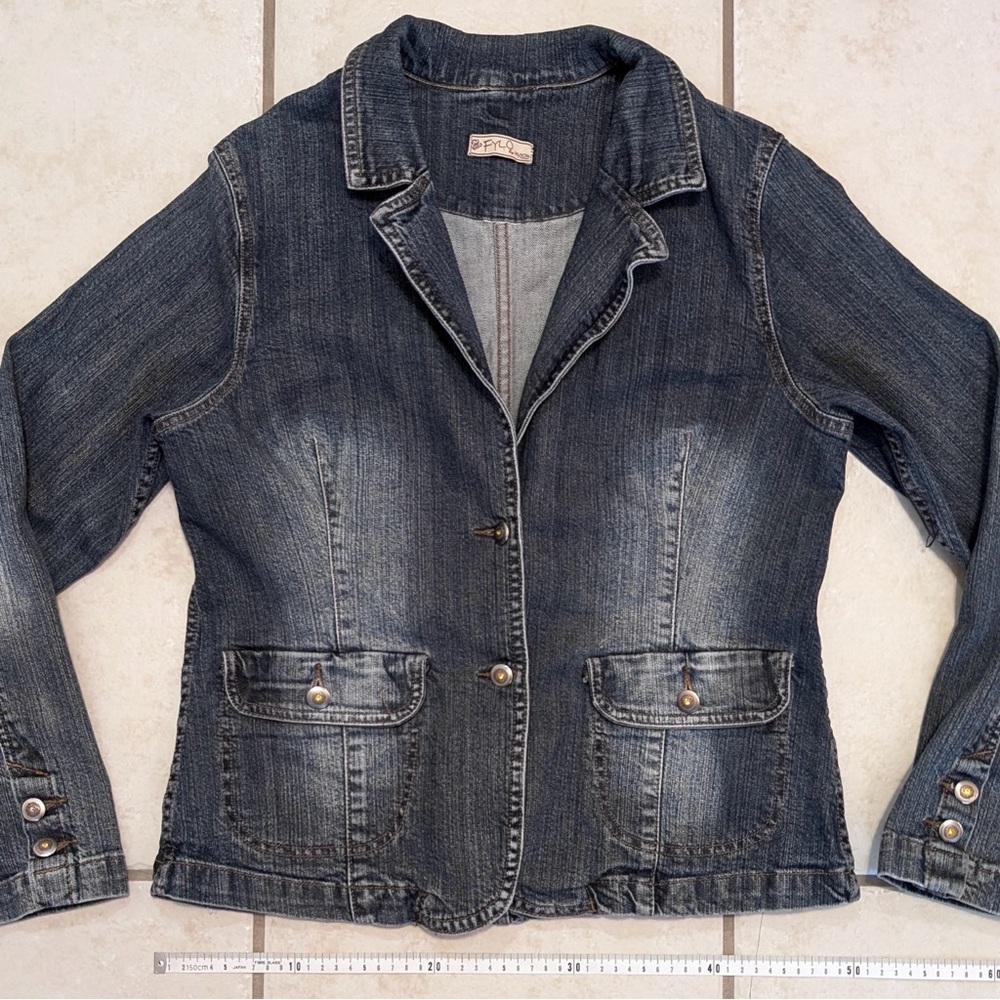 Size L Authentic Y2K Vintage Fylo Whimsigoth Denim Button Up Coat Bohemian Fairy - Picture 8 of 15